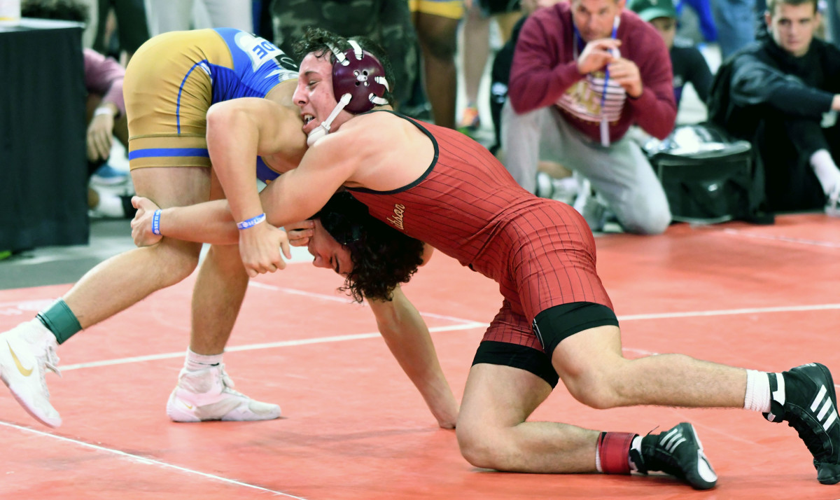 Lake Gibson junior Gianni Maldonado grapples with South Dade junior Gavin Balmeceda during a 152-pound semifinal at the Knockout Christmas Classic this past December at Silver Spurs Arena in Kissimmee. Both wrestlers will be competing at this year's Knockout beginning Thursday.